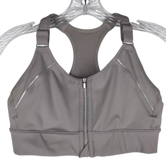 Athleta Empower Daily Sports Bra In Powervita A-C Gray Zip Front Small - Picture 1 of 10
